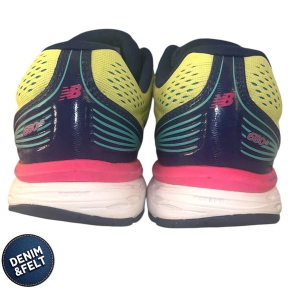 New Balance Women's W680V3 Running Shoe | Color: Yellow/Pink/Blue 🩷👟💛👟💙 - Picture 5 of 12